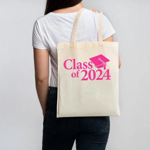 Class Of 2024 Pink For Girls And Women Graduation Canvas Tote Bag - Best Gift Smart