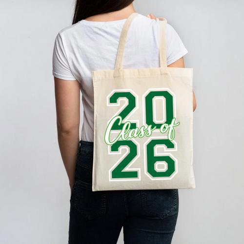 Class Of 2026 Graduation Varsity Green And On The Back Canvas Tote Bag - Best Gift Smart