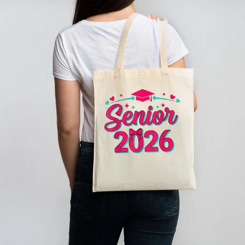 Coquette Pink Bow Senior 2026 Class Of Graduation Canvas Tote Bag - Best Gift Smart