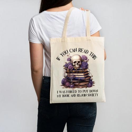 Dark Romance Merch I Put Down My Book Lover Spicy Skeleton Canvas Tote Bag - Bookorys