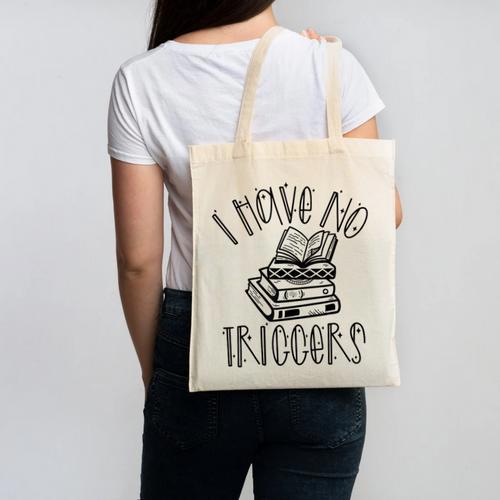 Dark Romance Shirt Women Smutt Book Merch I Have No Triggers Canvas Tote Bag - Bookorys