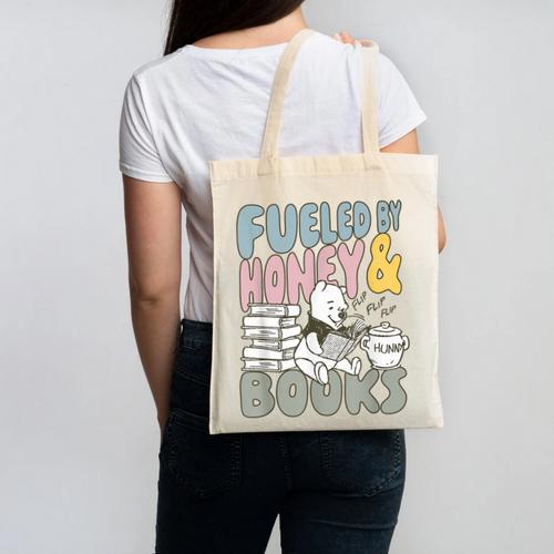 Disney Winnie The Pooh Fueled By Honey & Books Sketch Canvas Tote Bag - Bookorys