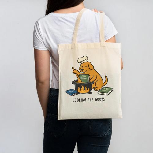 Dog Cooking The Books Canvas Tote Bag - Bookorys UK