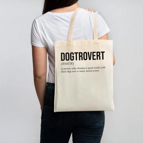 Dogtrovert Definition Dog Lover Introvert Women Men Canvas Tote Bag - Raresse