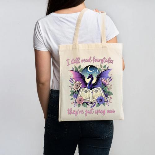 Dragon Bookish Romantasy Smut Merch Spicy Book Lover Premium Canvas Tote Bag - Bookorys