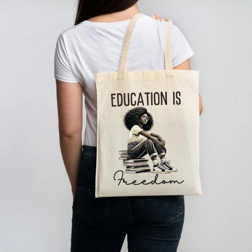 Education Is Freedom Teacher Women Books Black History Canvas Tote Bag - Bookorys CA