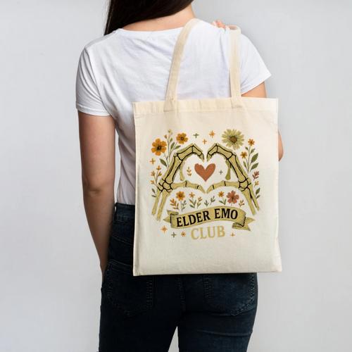 Elder Emo Club Skeleton Hands Heart Nostalgia Premium Tri-Blend Canvas Tote Bag - Figerry