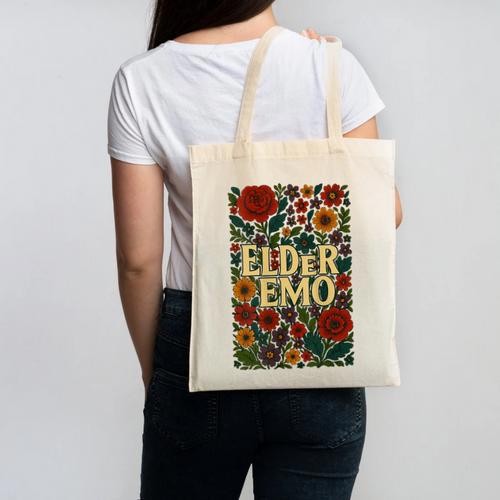 Elder Emo Floral Gothic Vintage Nostalgia Canvas Tote Bag - Figerry