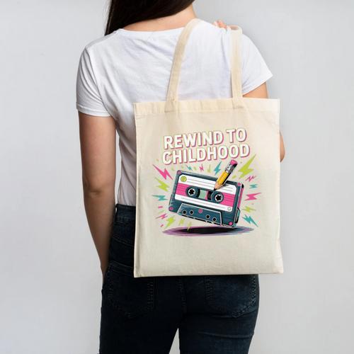 Elder Millennials Embracing 90s Rewind Nostalgia Vibes Premium Canvas Tote Bag - Figerry