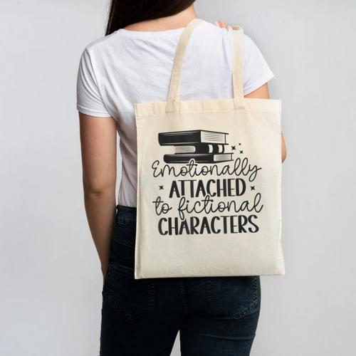Emotionally Attached To Fictional Characters Banned Books Canvas Tote Bag - Bookorys CA