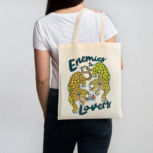 Enemies To Lovers Jaguar Tee Romance Book Plot Device Trope Canvas Tote Bag - Bookorys DE