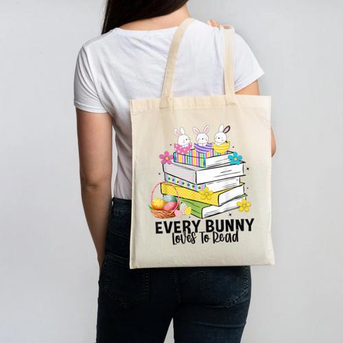 Every Bunny Loves To Read Easter Cute Reading Books Lover Canvas Tote Bag - Bookorys DE