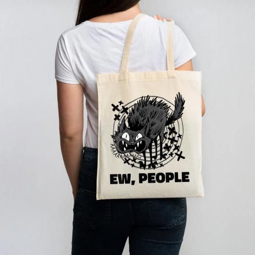 Ew People Introvert Cat Lover Crazy Cats Lady Canvas Tote Bag - Raresse