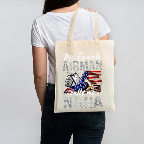 My Favorite Airman Calls Me Nana Air Force Graduation Nana Canvas Tote Bag - Best Gift Smart