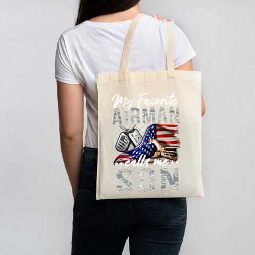 My Favorite Airman Calls Me Son Air Force Graduation Son Canvas Tote Bag - Best Gift Smart