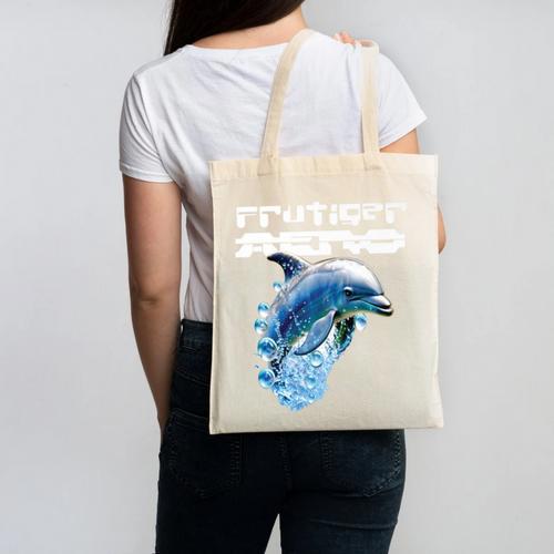 Frutiger Aero Splashy Dolphin Y2k Aesthetic Graphic Premium Canvas Tote Bag - Figerry