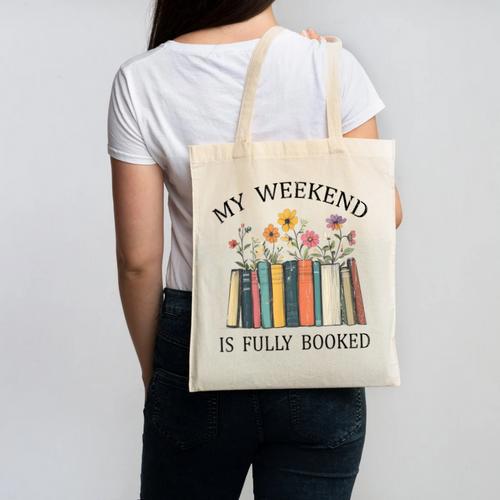 My Weekend Is Fully Booked Cozy Bookish Canvas Tote Bag - Bookorys DE