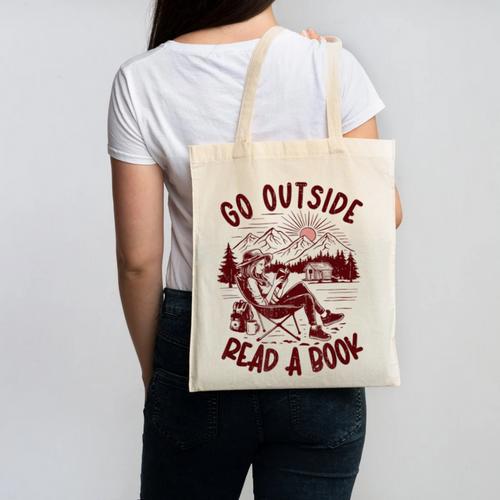 Go Outside Read a Book Vintage Bibliophiles Canvas Tote Bag - Bookorys