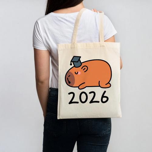 Grad Class Of 2026 Capybara Graduation Graduated Kids Canvas Tote Bag - Best Gift Smart