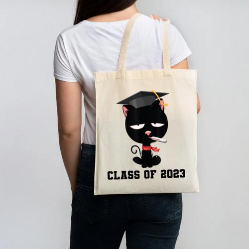 I Graduated Class Of2023 Cat Graduation Canvas Tote Bag - Best Gift Smart