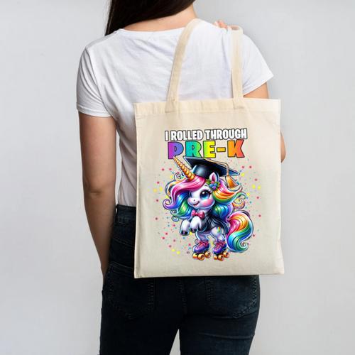 Graduation Pre-K Unicorn Roller Skate Girls Preschool Grad Canvas Tote Bag - Best Gift Smart