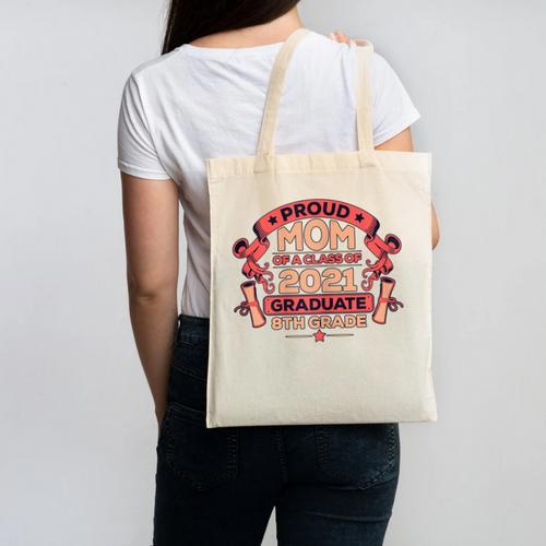 Graduation Proud Mom Of 8th Grade Graduate Canvas Tote Bag - Best Gift Smart