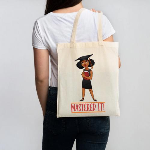 Graduation Woman Tshirt Black Melanin Masters Degree Canvas Tote Bag - Best Gift Smart
