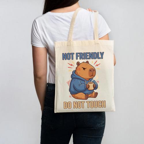 Grouchy Capybara Not Friendly Do Not Touch Introvert Premium Tri-Blend Canvas Tote Bag - Raresse