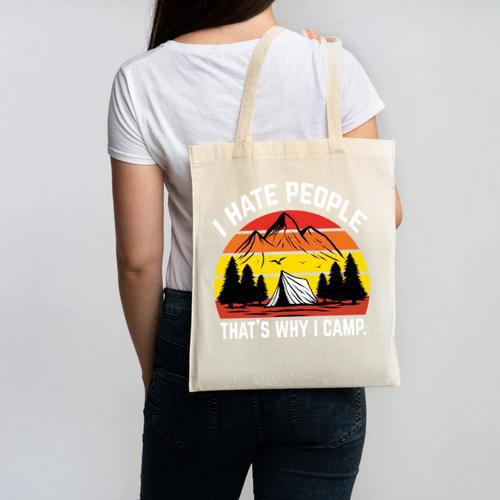 I Hate People That's Why I Camp Camper Meme Introvert Canvas Tote Bag - Raresse