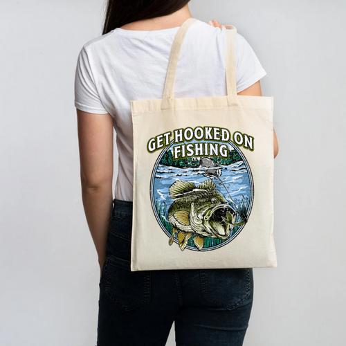Hooked On Fishing Introvert Sayings Antisocial Quotes Raglan Baseball Tee Canvas Tote Bag - Raresse