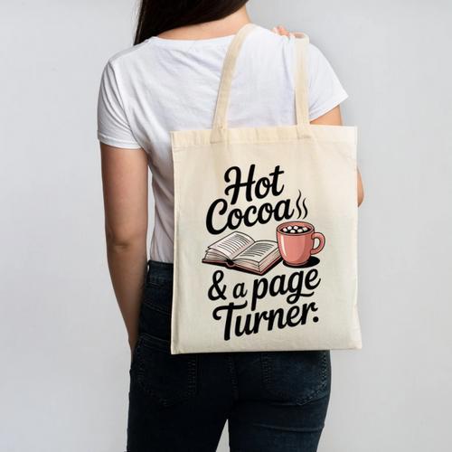 Hot Cocoa And a Page Turner Book Lovers Hot Chocolate Canvas Tote Bag - Bookorys