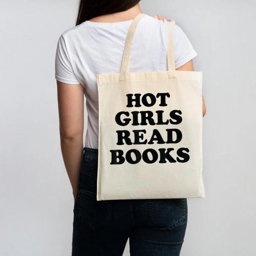 Hot Girls Read Books Lover Bookworm Librarian Book Reading Canvas Tote Bag - Bookorys