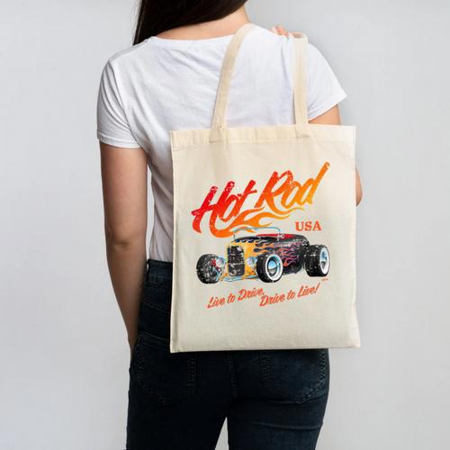 Hotrod Vintage Style Car Nostalgia Hotrod Distressed Premium Tri-Blend Canvas Tote Bag - Figerry