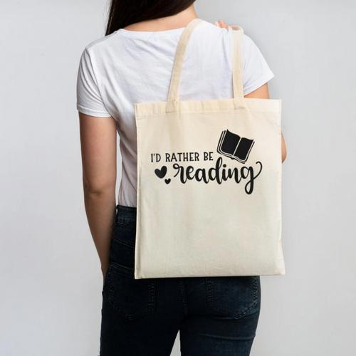 I'd Rather Be Reading Book Lover Bookworm Reading Canvas Tote Bag - Bookorys