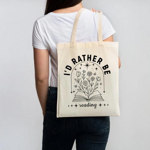 I’d Rather Be Reading Minimal Book Lover Arch Canvas Tote Bag - Bookorys