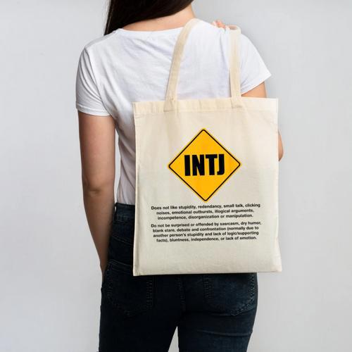 INTJ Warnings Architect Personality Type Introvert Canvas Tote Bag - Raresse