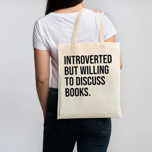Introverted Bookworm Books Introvert Canvas Tote Bag - Raresse