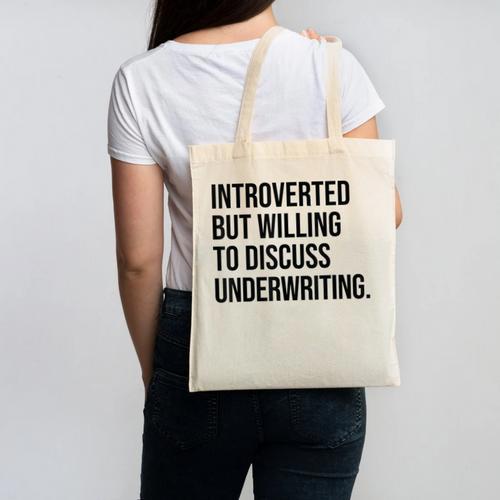 Introverted Underwriter Underwriting Introvert Canvas Tote Bag - Raresse