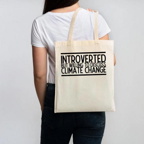 Introverted Willing To Discuss Climate Change Canvas Tote Bag - Raresse