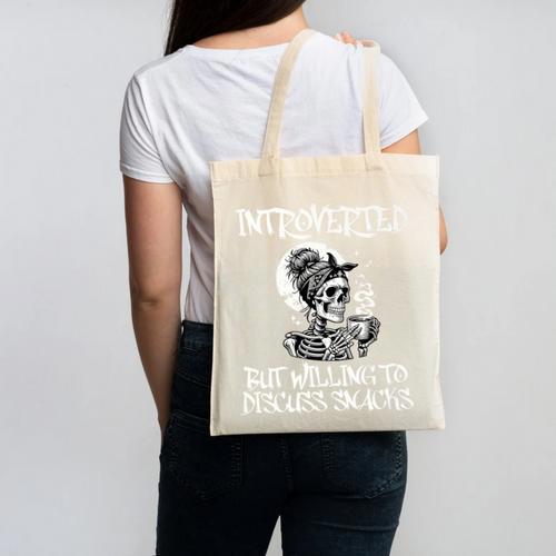 Introverted But Willing To Discuss Snacks Coffee Premium Canvas Tote Bag - Raresse
