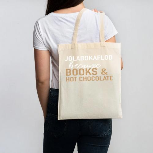 Jolabokaflod Because Books And Hot Chocolate T-Shirt Canvas Tote Bag - Bookorys CA