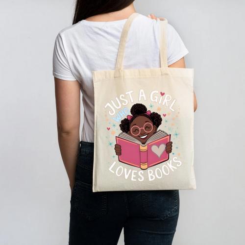 Just A Girl Who Loves Books Cute African American Afro Canvas Tote Bag - Bookorys