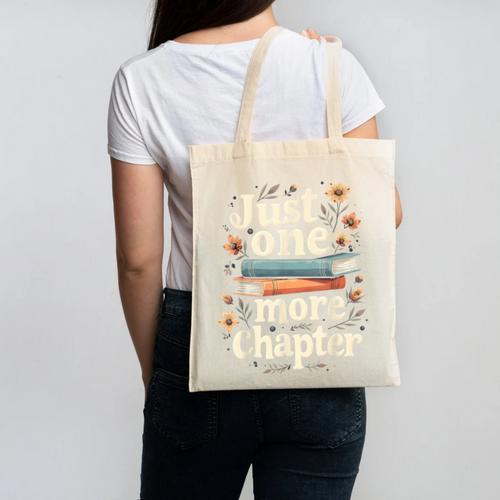 Just One More Chapter Book Reading Floral Teacher Book Lover Canvas Tote Bag - Bookorys