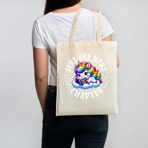 Just One More Chapter Bookish Book Unicorn Reading Book Canvas Tote Bag - Bookorys