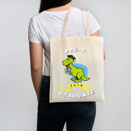 Kids Dinosaur Pre-K Graduation TShirt Kids Preschool Graduation Canvas Tote Bag - Best Gift Smart