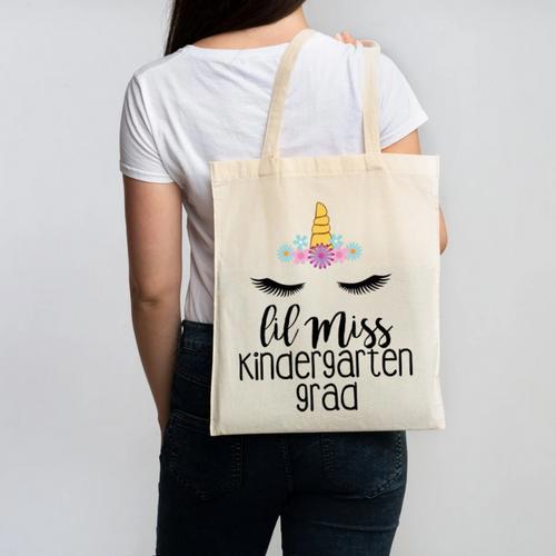 Kids Lil Miss Kindergarten Grad Shirt Graduation Shirts 2018 Canvas Tote Bag - Best Gift Smart