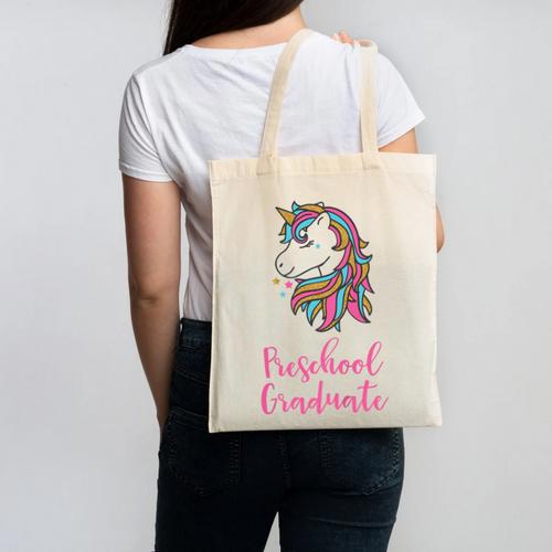 Kids Unicorn Preschool Graduation Canvas Tote Bag - Best Gift Smart