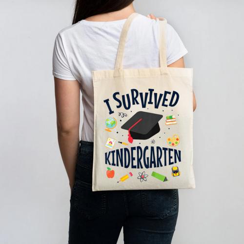 Kindergarten Graduation Shirt I Survived Kindergarten Canvas Tote Bag - Best Gift Smart
