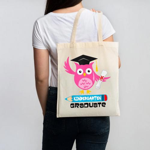 Kindergarten Graduation Tee Shirt Pink Owl T-Shir Canvas Tote Bag - Best Gift Smart