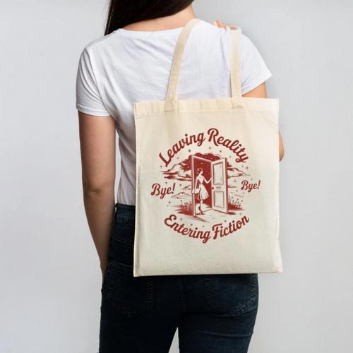 Leaving Reality Entering Fiction Book Lover Canvas Tote Bag - Bookorys